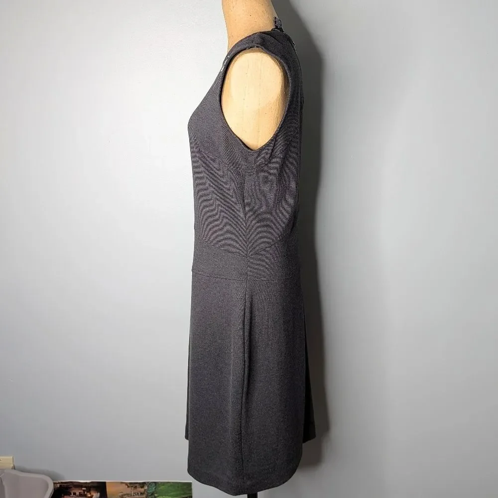 Sharagano Studio Charcoal Grey Fine Knit Shift Dress Size 10